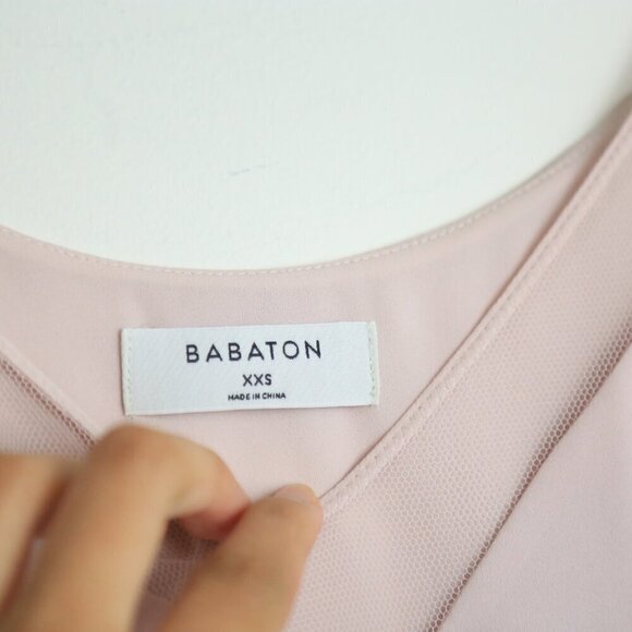 Aritzia Babaton Galen Camisole Mesh Tank Top Light Pink Blouse Size XXS - Picture 3 of 6
